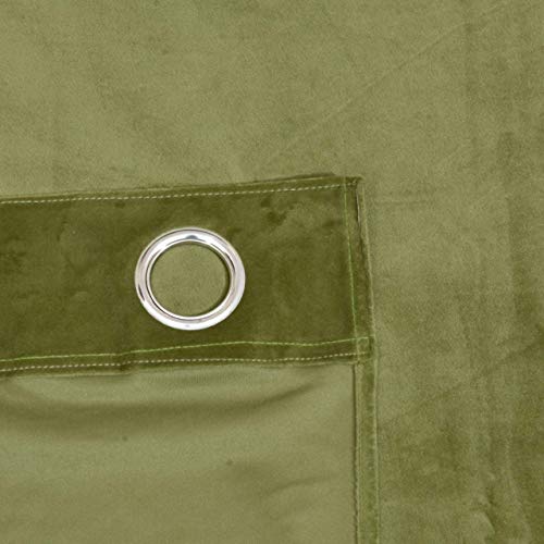 Image of High Sofa Quality Velvet Solid Grommet Room Darkening Eyelet Door Curtains for Living Room (8 Feet, Leaf Green) - Set of 2 Pieces