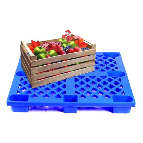 PFCDZDU Plastic Pallet, Nestable Storage Safety Grid Pads with Forklift Entry, Supermarket Kitchen Warehouse Waterproof Polyethylene Shipping Tray (Color : Blue-2 pcs, Size : 100x80x14cm-A)