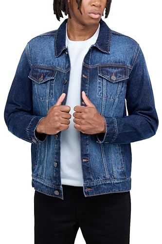 X RAY Mens Denim Jacket, Washed Ripped Distressed Flex Stretch Casual Trucker Biker Jeans Jacket for Men4