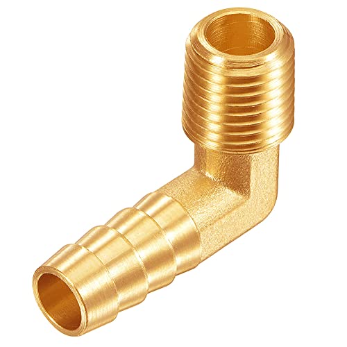 Uenede 3Pcs Brass 1/4"Npt Male X 3/8" Barb 90°Elbow Threaded Pipe Hose Barb Fittings For Water/Oil/Gas #TOP5