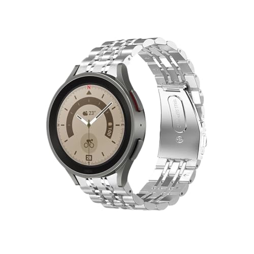 ���Ԃ̂Ȃ��X�e�����X�X�`�[���X�g���b�v�́A�ɓK������Samsung Galaxy Watch 6 /5 Pro/45mm/44mm/40mm/6/4 Classic /47mm/43mm�ɓK�����܂��B(Silver,For galaxy Watch 4 C
