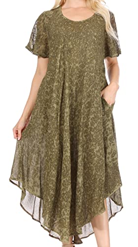 Robe de plage lila caftan long femme Sakkas léger col dégagé