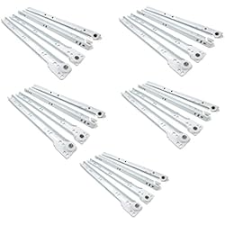 Juego guías correderas cajón, pack lote de 5 juegos rieles,para 5 cajones, extracción parcial guía de rodillo soporta un peso de 25kg por cajón marcha suave (MARRON, 500MM)