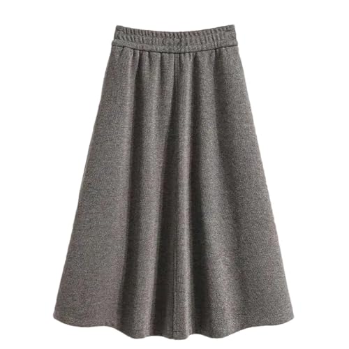Women Fall Winter Woolen Half-Length Slimming Plus Size High Waist A- Line Mini Skirt Gray XXL