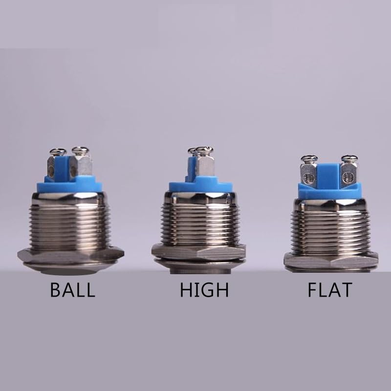 POWTAXBJGD 19mm 250V/3A IP65 Start Horn Momentary Reset DIY Car Modification Doorbell Stainless Steel Metal Push Button Switch(Flat Round)