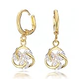 Ohrhänger zum Verlieben Gemini Ohrhänger (Gold 18K), attraktiver eingefasster Kristall Stein, Rundform, sehr leicht, für gehobene Anläße, beliebt bei Girls & Damen, 2,5 cm Länge