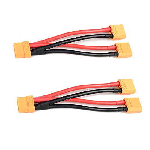 Cable XT90 paralelo de 1 hembra a 2 machos para batería LiPo y adaptador doble en Y para RC
