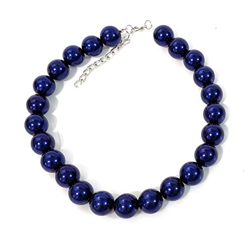 Caprilite 18 mm duży duży olbrzymi koralik sztuczna perła oświadczenie naszyjnik choker vintage - granatowy, Tworzywo sztuczne, Perła