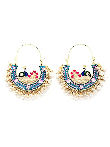 Image of Karatcart Gold Plated Yellow Meena Dangler Earrings for Women