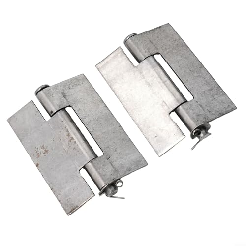 Bisagra soldada de metal pesado para puerta, construcción de acero plano doble, color plateado, paquete de 2 (83 x 66 mm)