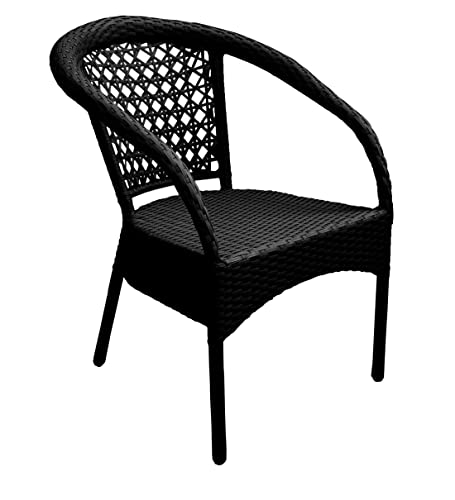Image of Anaya Decor D-8 Chairs Table Set 4+1 Wicker Patio Furniture Sets 4 Chair and 1 Table for Garden Balcony Bedroom Powder Coated Frame Uv Protected Wicker (Black)