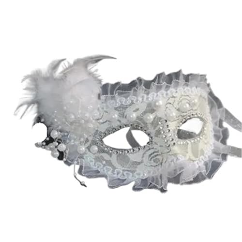 Masque en plumes blanches pour accessoires de bal et mariage