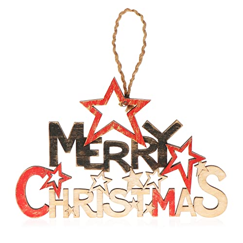 COM-FOUR® Decorazione da appendere di Natale - Scritta di legno per porta di Natale - Addobbi per porte, pareti, finestre