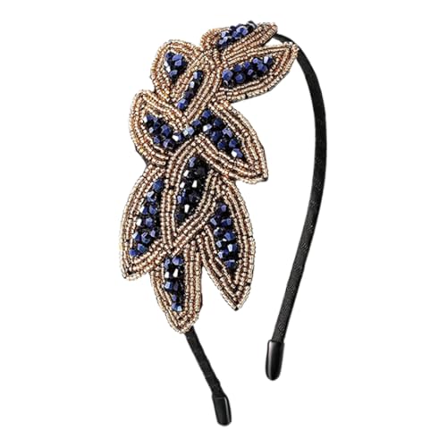 1920s Accessori per Capelli, Accessori Anni 20 Donna Strass Cerchietto Capelli Donna Vintage Costume Prom Party Retro Cristallo Blu Matrimonio Acconciatura, per feste in costume