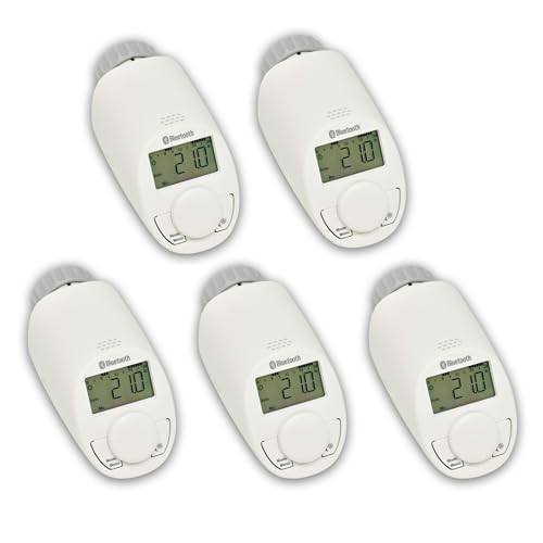 Eqiva Bluetooth Smart Elektronik-Heizkörperthermostat, 5er-Set, mit App-Steuerung