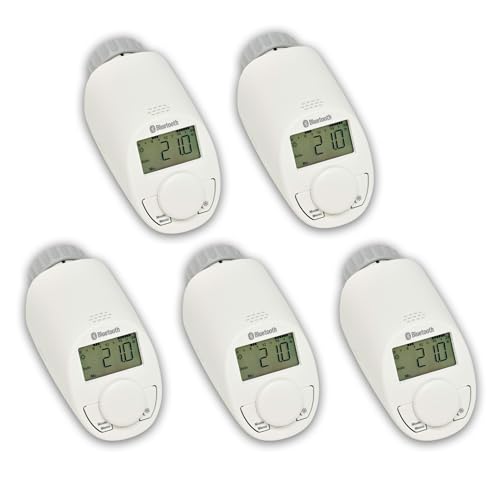 eqiva Bluetooth Smart Elektronik-Heizkörperthermostat, 5er-Set,...