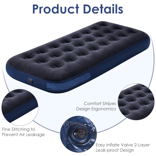 Matelas gonflable de camping simple MSYU compact avec oreiller intégré et pompe
