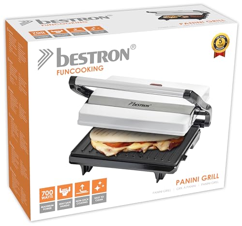 Bestron Grill a contatto per toast e panini, Rivestimento antiaderente, Viva Italia, 700 W, Bianco by Bestron - Used condition - Image 5