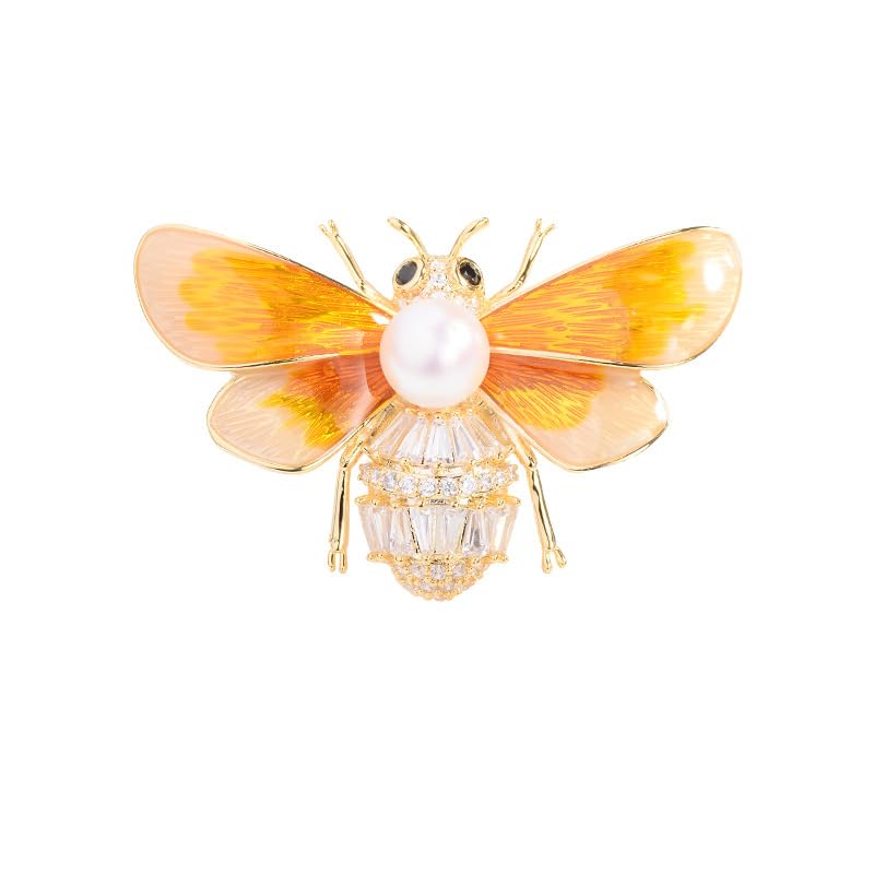 Image of Little Bumble Bee Brooch Pins for Women Rhinestone Yellow Insect Lapel Pin Denim Jacket Suits Accessories Jewelry Gifts