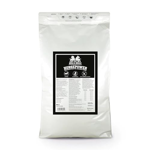 BULL & BULLY – Big Bully Horsepower 10 kg Hundefutter Trocken Getreidefrei – Hundefutter & Hundeleckerli Pferd Pur – Pet Hunde Leckerlis Pferd & Hundesnack für empfindliche Hunde & Senioren
