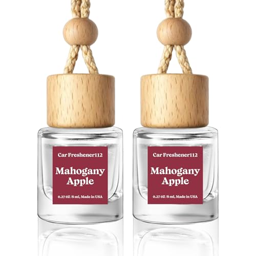 Image of HoogaLife Car Air Freshener Diffuser 2 Pack Hanging Air Freshener Diffuser - Mahogany Apple Fragrance Oil Air D iffuser for Car, 45+ Days Long Lasting Fragrance Made in USA (MA112)