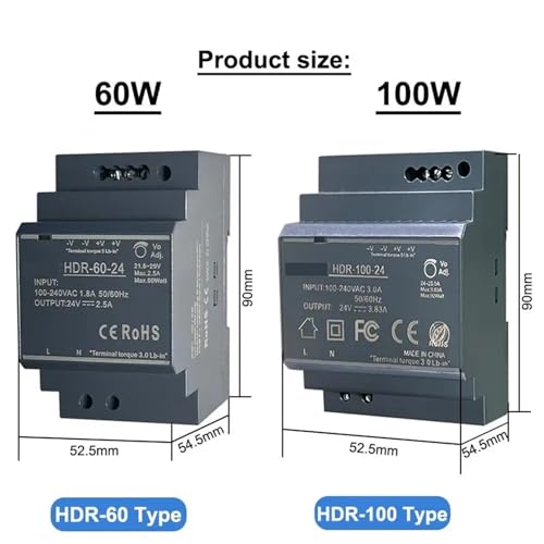 Alimentation ultra-mince 12V 24V HDR transformateur modulaire gain de place - 5