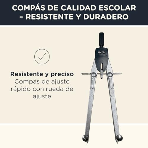 Miniatura 3 de Calcuso Juego De Geometría Pro En Un Estuche Negro Con Compás Y Transportador - Estuche Práctico Para Escuela, Universidad, Oficina Y Dibujos - Ideal Como Set De Geometría Para La Escuela