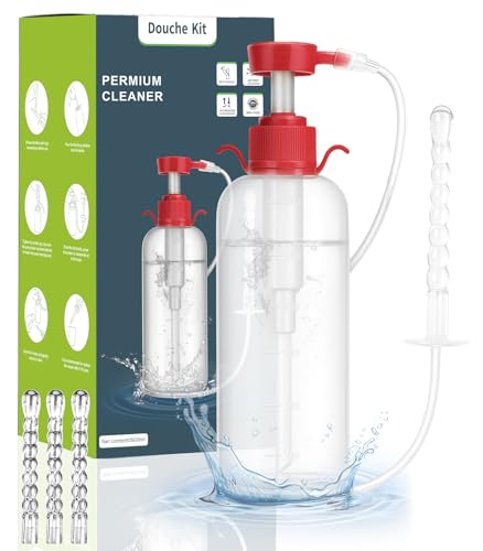 Image of Enema Kit for Clean - Anal Douche Anti Back-Flow with 3 Nozzle Tips - Douche for Women /Douches for Men - 600ml /20.29 OZ