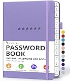 Password Book with Alphabetical Tabs – Hardcover Internet Address & Password Organizer – Password Keeper Notebook for Computer & Website – 5.2 x 7.6' (Lavender)
