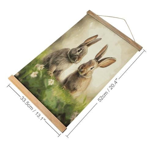 Decoración vintage de conejos: cuadro de pergamino personalizado para salón 2