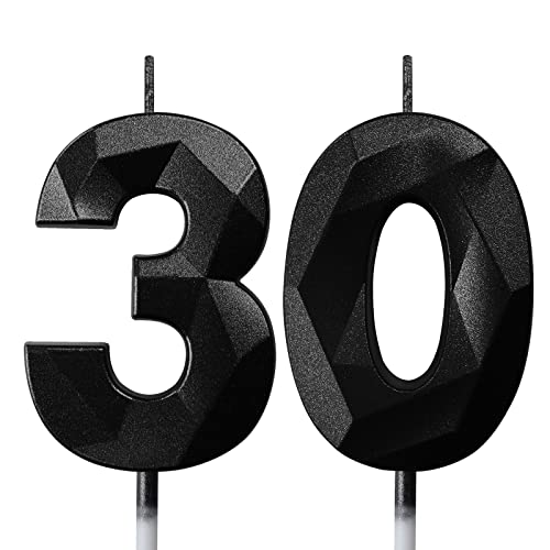 Candele Compleanno Candela Numero 30 Decorazioni Torta Compleanno Candeline Compleanno Nere Candele per Feste Candelina 30 anni Donna Uomo