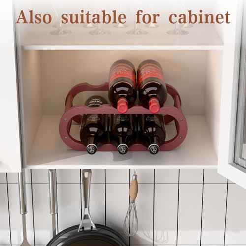 PEKER Wine Rack – Small Countertop Wine Rack & Wine Bottle Holder for Cabinet and Countertop, Stylish Natural Wood Wine Holder Claret - Thumbnail 3
