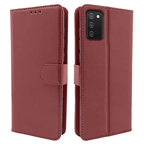 Pikkme Flip Cover Leather Finish | Inside TPU with Card Pockets | Wallet Stand and Shock Proof | Complete Protection Flip Case for Samsung Galaxy M02s (Brown)- Best and cheap mobile covers in India