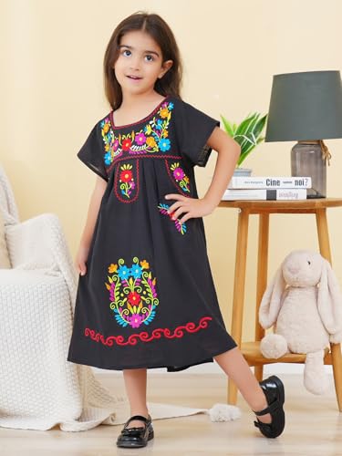 Mexican Dress for Girls Traditional Fiesta Kids Embroidered Dresses Girl Cinco De Mayo Clothes Vestido Mexicano4