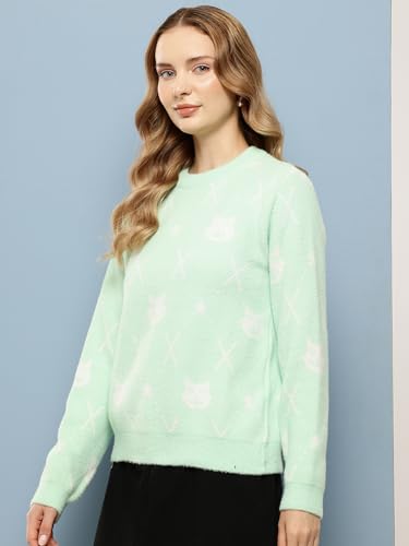 Image of Aarika Womens Winter Wear White-Pink Colour Solid Fur Sweat Shirt