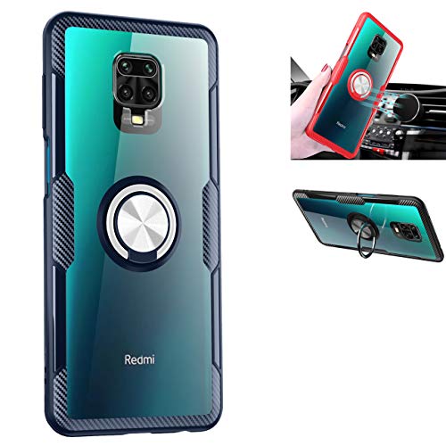 Xiaomi Redmi Note 9s Case,360° Rotating Ring Kickstand Protective Case,Silicone Soft TPU Shockproof Protection Thin Cover Compatible with[Magnetic Car Mount] for Xiaomi Redmi Note 9 Pro(Navy/silver)