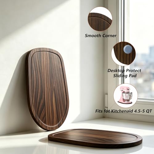 Image of Mixer Slider Mat for Kitchenaid Stand Mixer, 4.5-5 Quart Stand Mixer Kitchen Aid Accessories and Attachments, Pine Wood Appliance Slider Mat Artisan Series for Countertop Protect