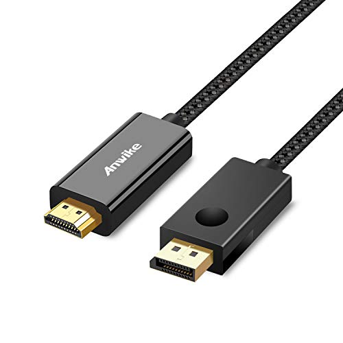 ANWIKE - Cable DP a HDMI, el Cable de Puerto Macho a HDMI Macho soporta Full HD 1080p 60Hz con Salida de Audio y Video (1,8M) Cover