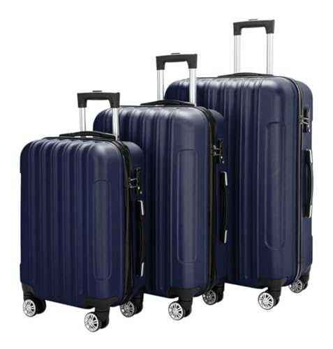 3-in-1 Suitcase Luggage Set - Large Capacity Spinner Wheels - Navy Blue Travel Carry On2