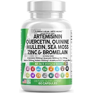 Artemisinin 2500mg Quercetin 1000mg Zinc 100mg Mullein Quinine Supplement with Sea Moss Bromelain Ashwagandha Root…