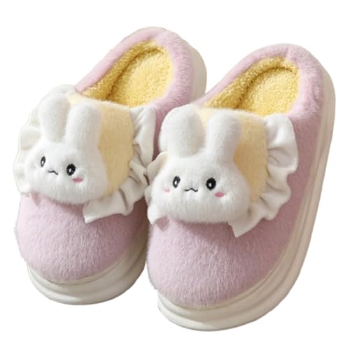 Bunny Slippers for Women Fuzzy Cute Animal Fuzzy Memory Foam Cotton Anti-Skid Thick Rubber Sole Rabbit Head Home Shoes Indoor Outdoor