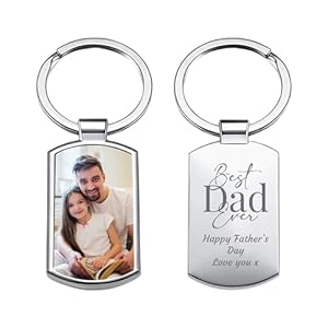 Print Maniacs Personalised Keyring Fathers Day Photo Engraved Text Keepsake For Dad Gifts Daddy Grandad Uncle Keychain Birthday Christmas Any Occassion From Son Daughter