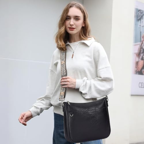 Image of 2PCS /Set Crossbody Bags for Women,Vegan Leather Hobo Purse Wallet For Women Set,Shoulder Bags With 2 Adjustable Strap