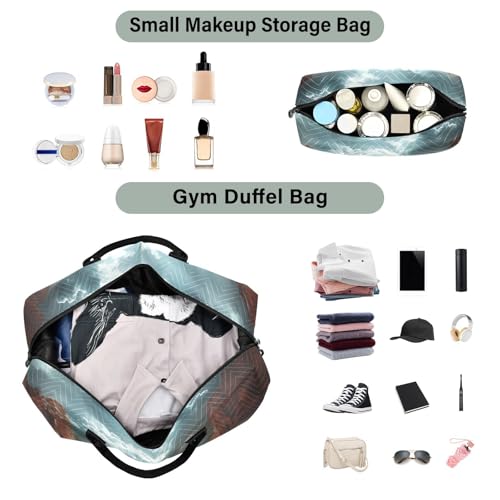 Large Travel Duffel Bag, Desert Landscape Clouds Sport Tote Gym Bags, Shoulder Weekender Overnight Bags for Women Men, Carry On Luggage with Toiletry Bag4