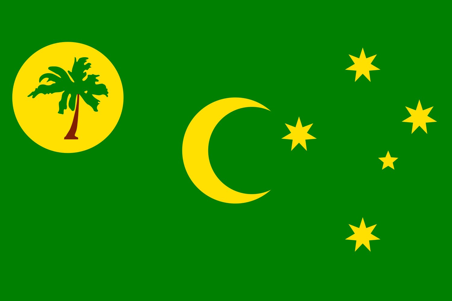 Drapeau Îles Cocos horizontal de format medium avec une surface de 0.96m²