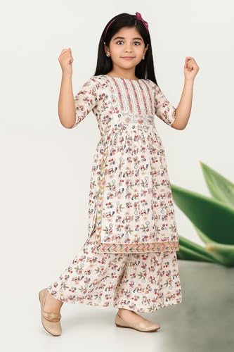 Image of S Kay Fashion Girls Cotton Palazzo Set | Floral Printed Ethnic Wear for Kids | Comfortable Dress