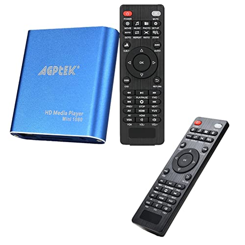 Hdmi Media Player With 2X Remote Control, Blue Mini 1080P Full-Hd Ultra Hdmi Mp4 Player For -Mkv/Rm/ Mp4 / Avi Etc- Hdd Usb Flash Drive/Hdd And Sd Card #TOP22