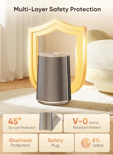 Image of GiveBest Portable Space Heater - 1500W Quiet & Energy Efficient Overheat & Tip-Over Protection, Fast Heating PTC Technology, Ideal for Bedroom, Office & Desk Use, Gold