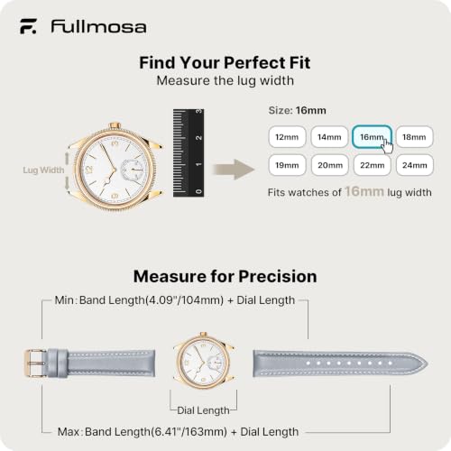 Image of Fullmosa Watch Band, Quick Release Leather Watch Strap Compatible with Samsung Galaxy Garmin for Men Women, Replacement Bands Width 12mm 14mm 16mm 18mm 19mm 20mm 21mm 22mm 24mm