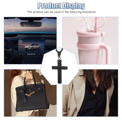 image for UHANBUT Cross Necklace Pendant Car Mirror Hanging Accessories, Stainle